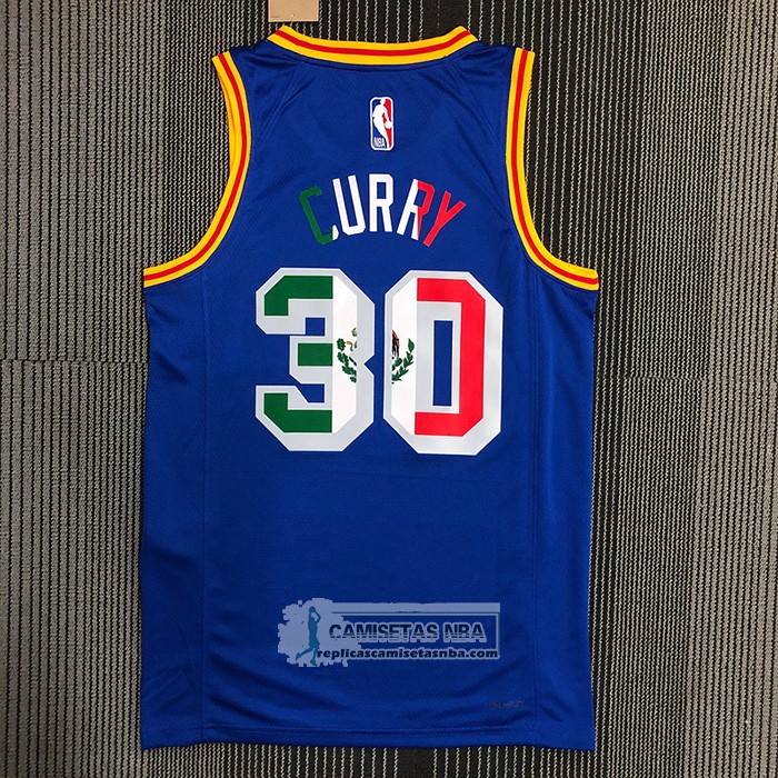 Camiseta Golden State Warriors Stephen Curry NO 30 Classic Royal Special Mexico Edition Azul